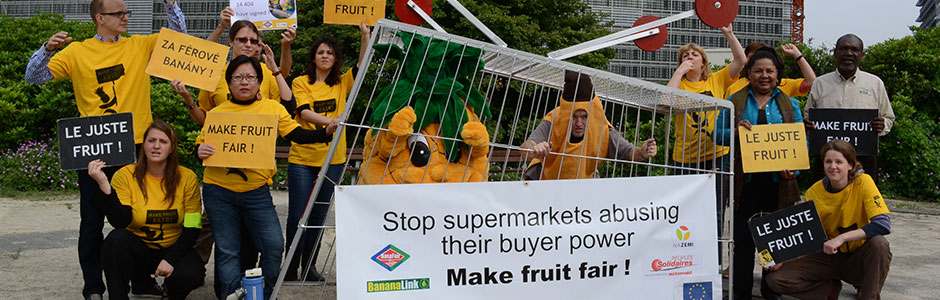 Make Fruit Fair Aktion, Brüssel Juni 2015, © Make Fruit Fair/K. Vadino